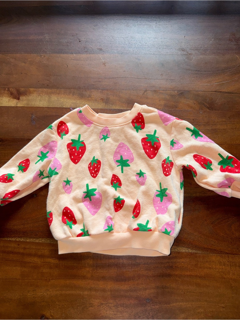 Old Navy Pink Strawberry Print Sweatshirt with Red‎ and Green Accents